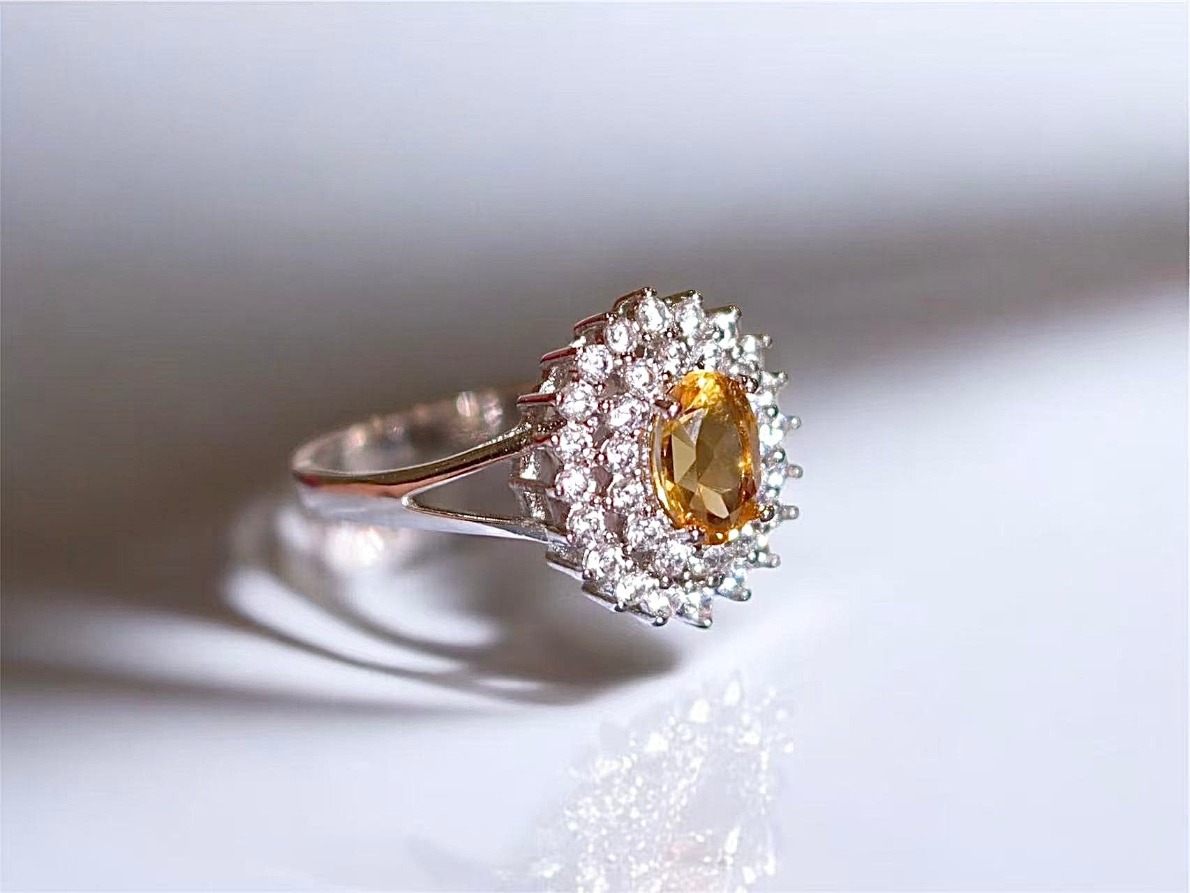 The Sunlight Ring - Elegant Oval Cut Genuine Citrine Crystal Ring – 925 Silver Jewelry Valentines day Gift
