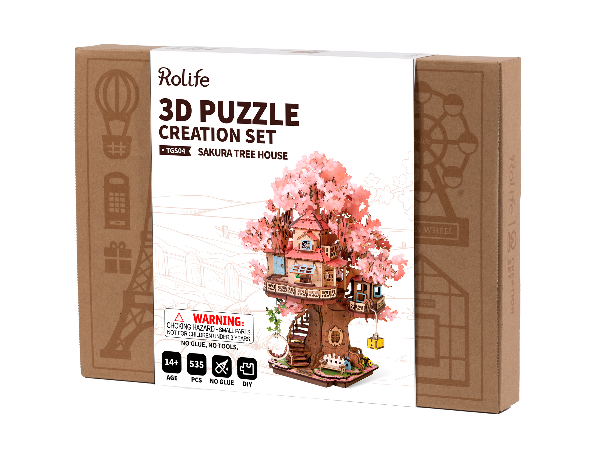 Rolife Sakura Tree House DIY 3D Wooden Puzzle – Miniature Cherry Blossom Model Kit