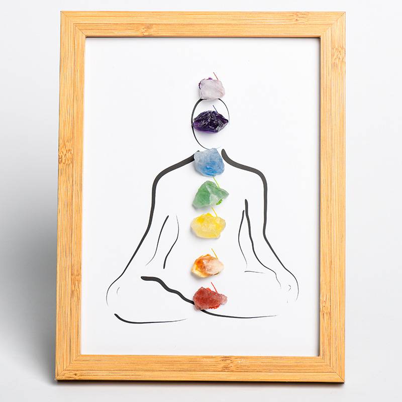 7 Chakras Crystal Raw Stone Wall Art with Frame - Dream And Brush Crystals