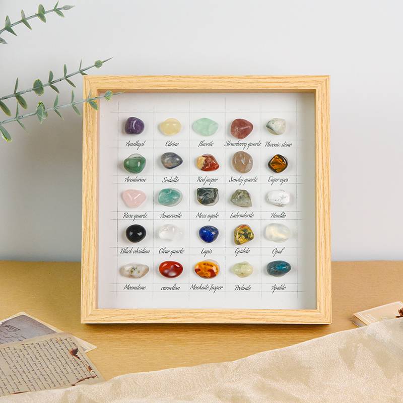 Polished Crystal Specimen Wall Art with Frame - 25 Crystal Types (Free Shipping) - Dream And Brush Crystals