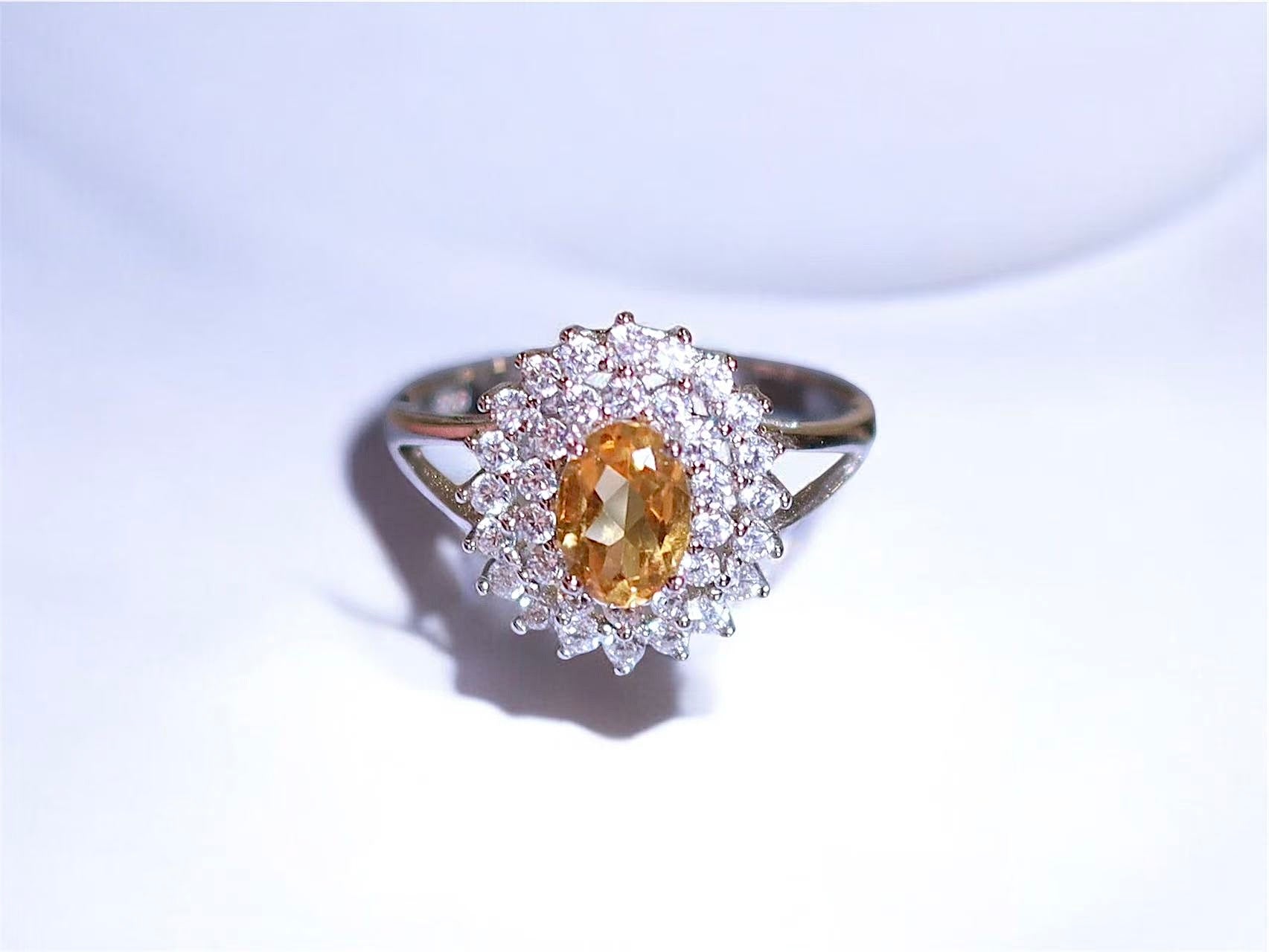 The Sunlight Ring - Elegant Oval Cut Genuine Citrine Crystal Ring – 925 Silver Jewelry Valentines day Gift