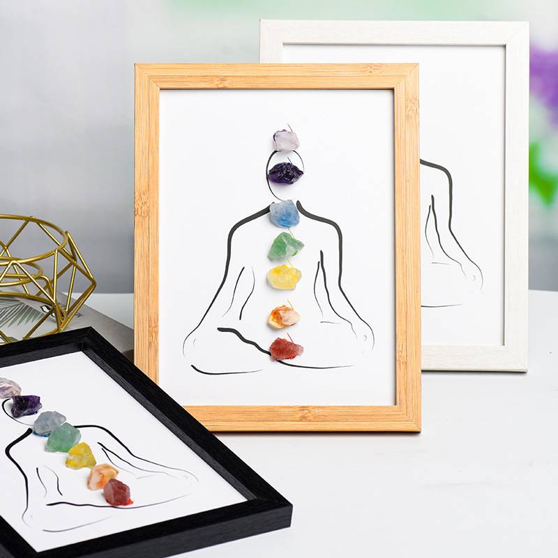 7 Chakras Crystal Raw Stone Wall Art with Frame - Dream And Brush Crystals