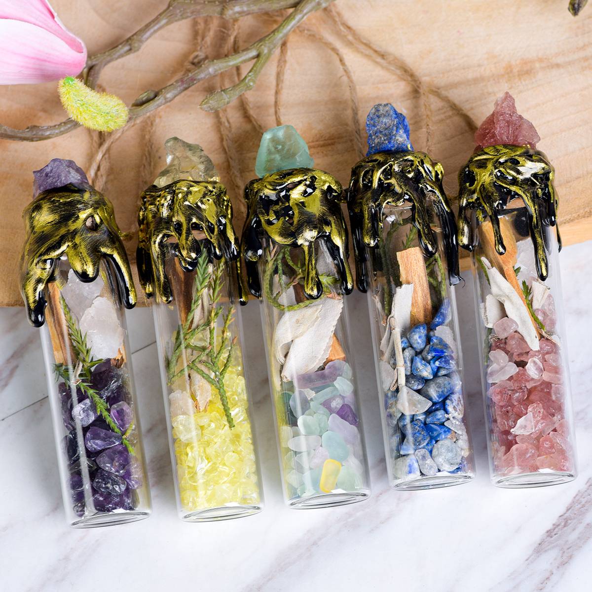 Portable Crystal  Magic Wishing Bottle - Dream And Brush Crystals
