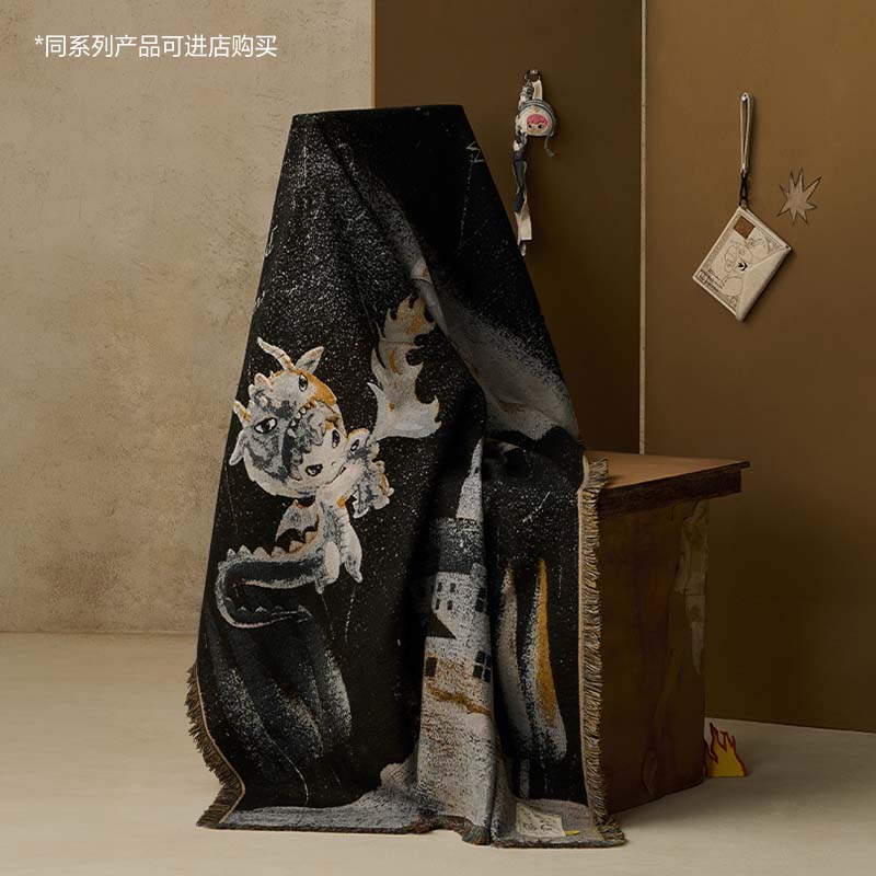 POP MART Hirono Mist Walker Series Woven Throw Blanket 50.4” x 65”