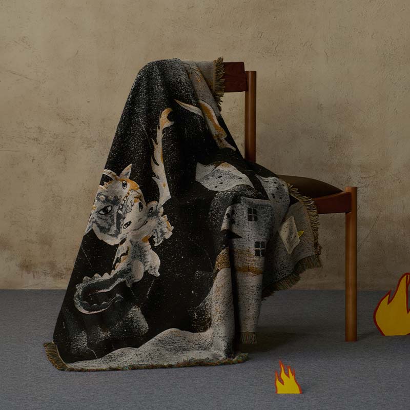POP MART Hirono Mist Walker Series Woven Throw Blanket 50.4” x 65”