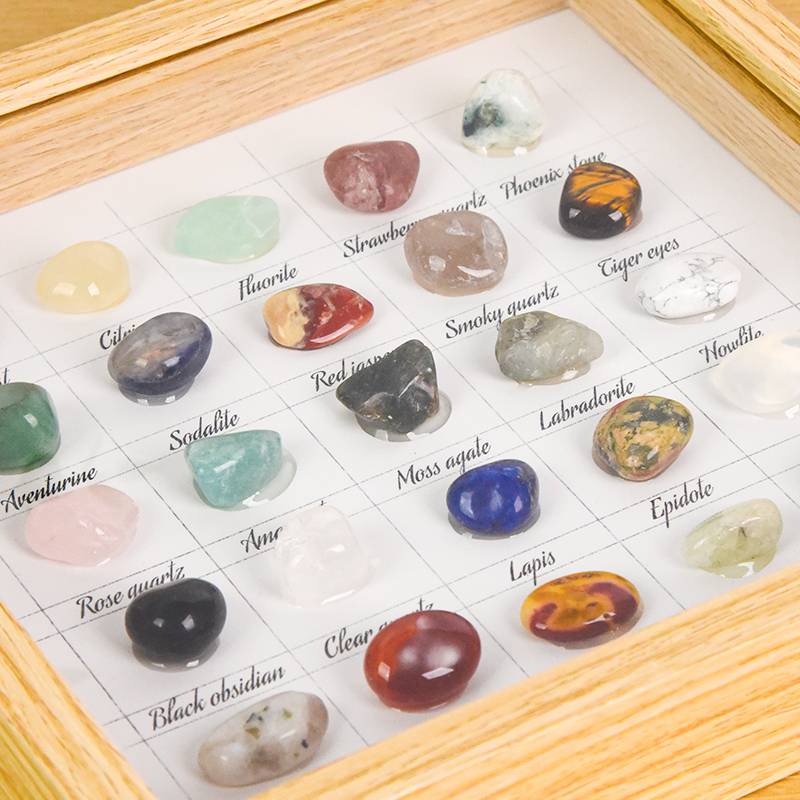 Polished Crystal Specimen Wall Art with Frame - 25 Crystal Types (Free Shipping) - Dream And Brush Crystals
