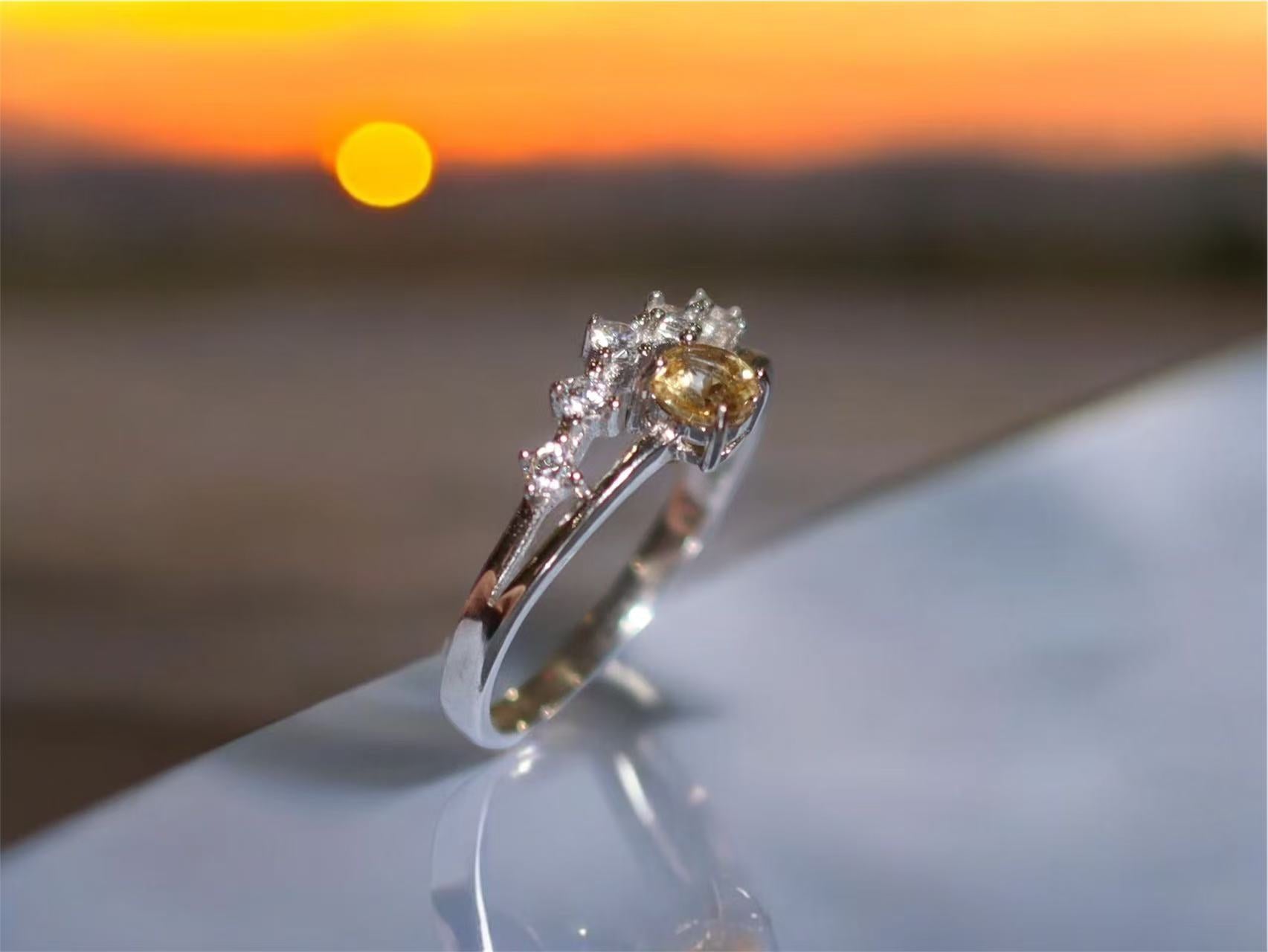 The Crown Ring - Genuine Citrine Oval Cut Ring s925 silver | Valentines Gift Ring