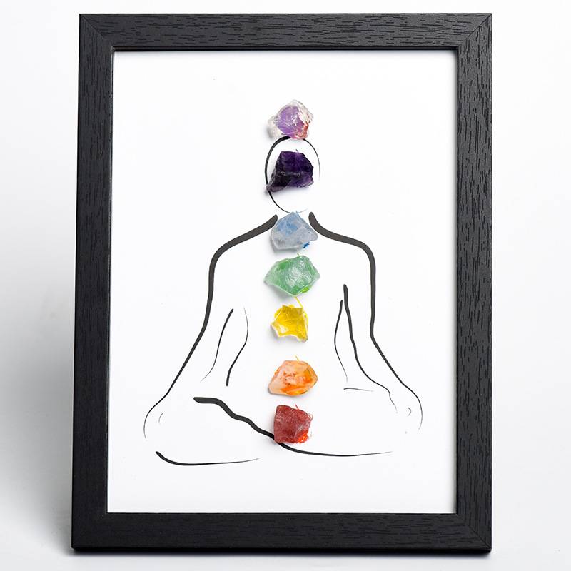 7 Chakras Crystal Raw Stone Wall Art with Frame - Dream And Brush Crystals