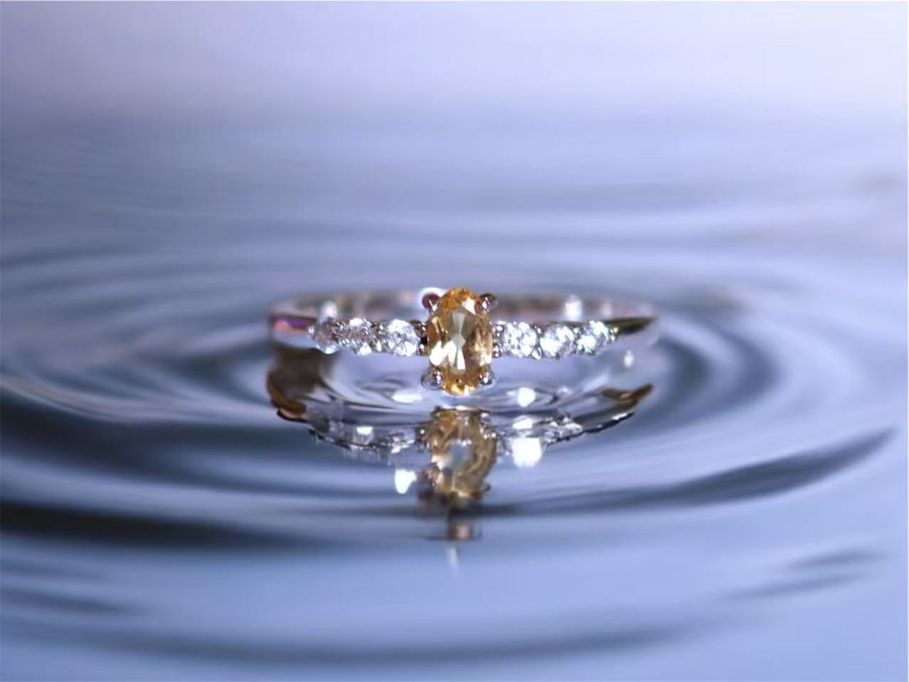 The Raindrop Ring - Genuine Citrine Oval Cut Ring s925 silver | Valentines Gift Ring