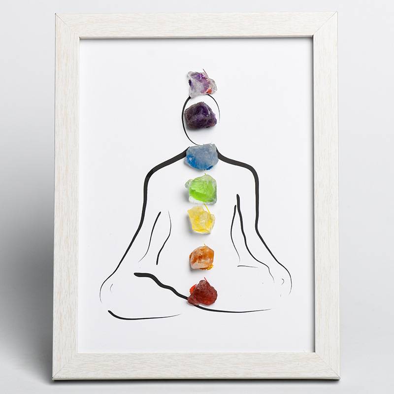 7 Chakras Crystal Raw Stone Wall Art with Frame - Dream And Brush Crystals
