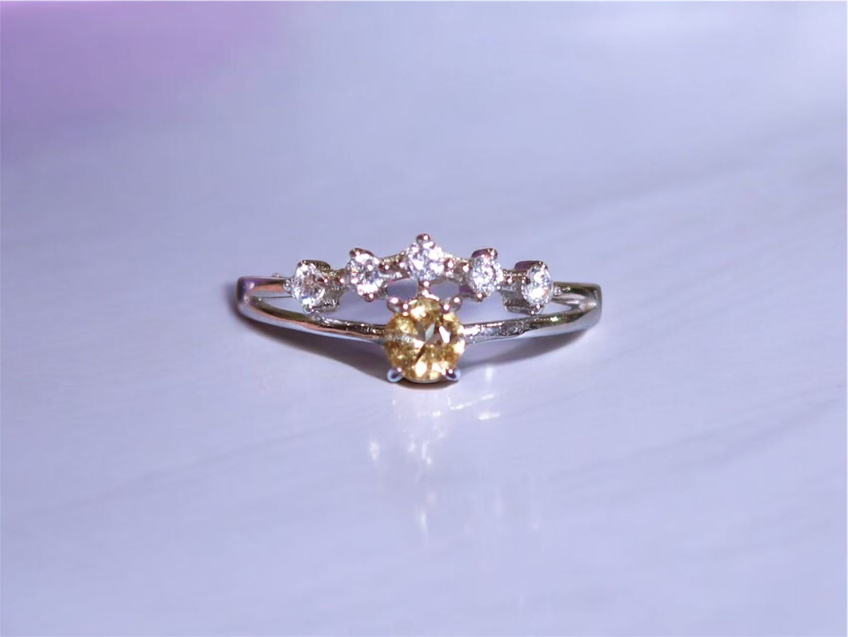 The Crown Ring - Genuine Citrine Oval Cut Ring s925 silver | Valentines Gift Ring