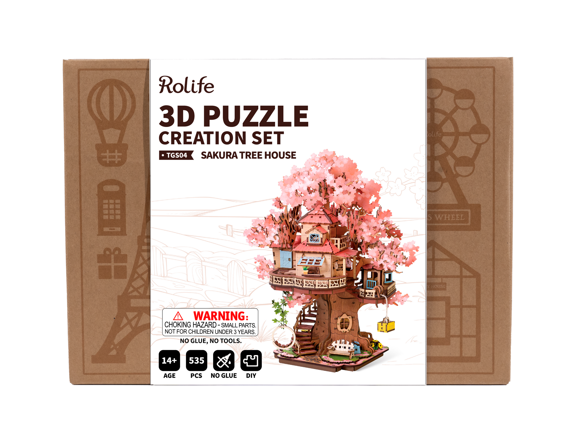 Rolife Sakura Tree House DIY 3D Wooden Puzzle – Miniature Cherry Blossom Model Kit