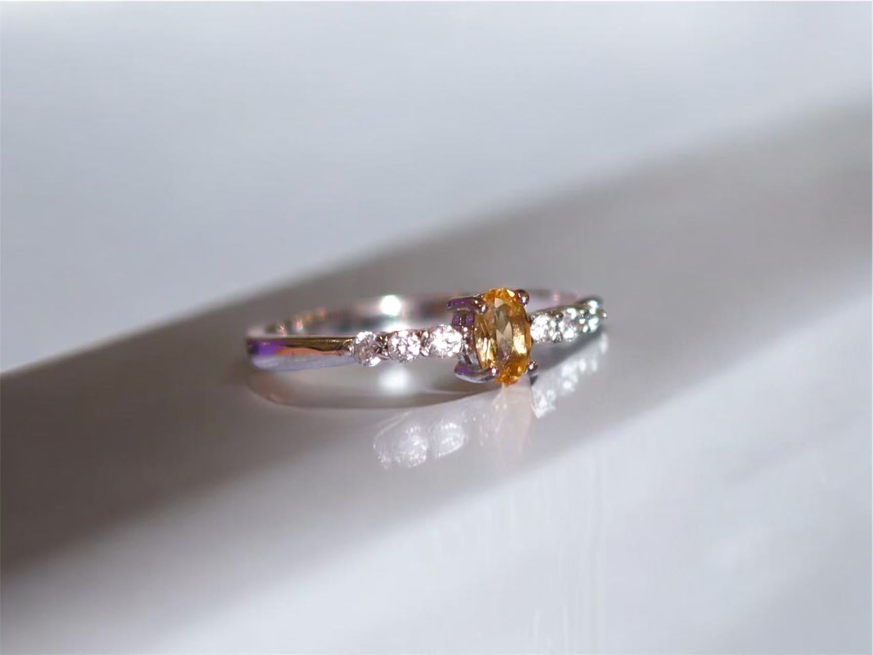 The Raindrop Ring - Genuine Citrine Oval Cut Ring s925 silver | Valentines Gift Ring