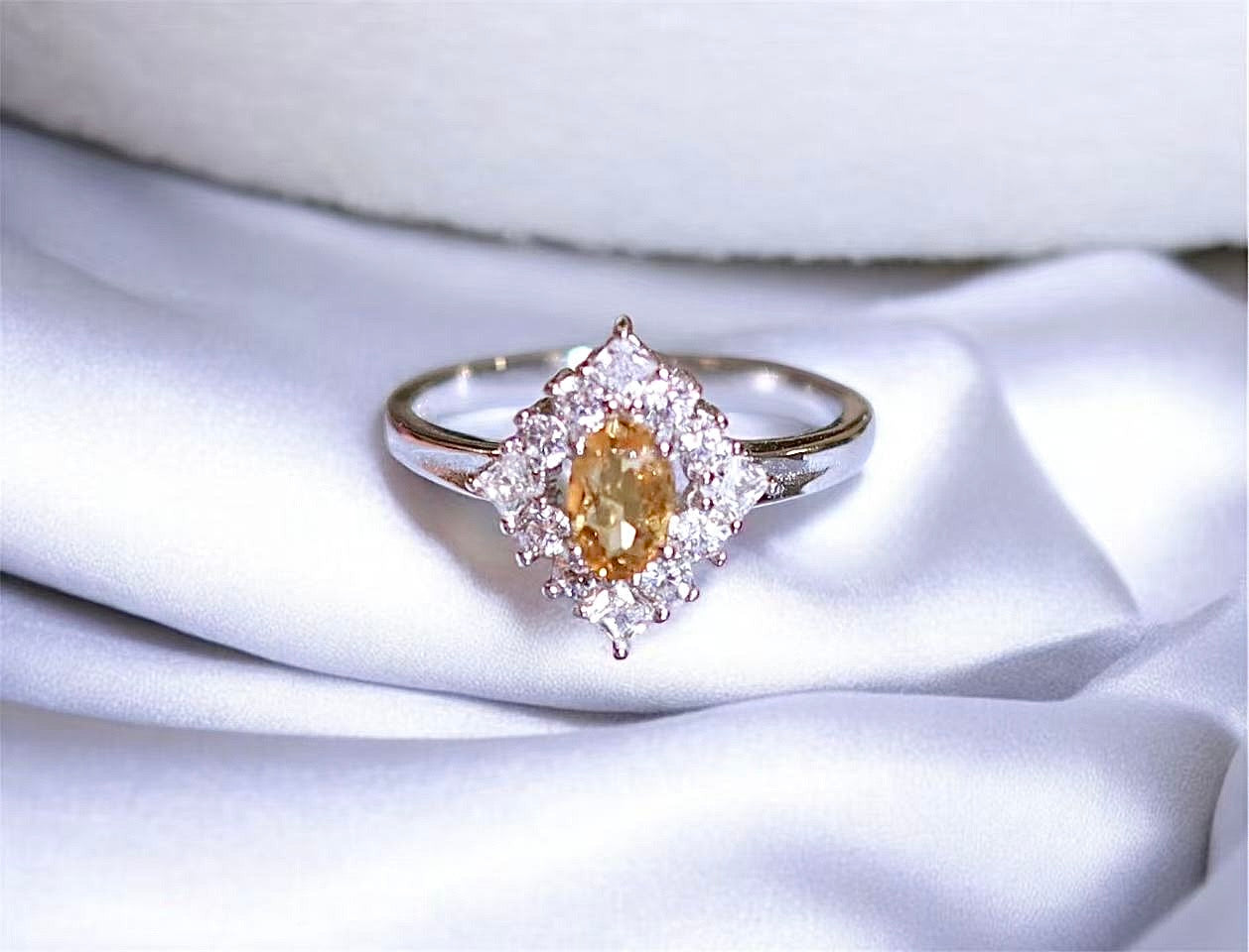 The Cube Ring - Genuine Citrine Oval Cut Ring s925 silver | Valentines Gift Ring