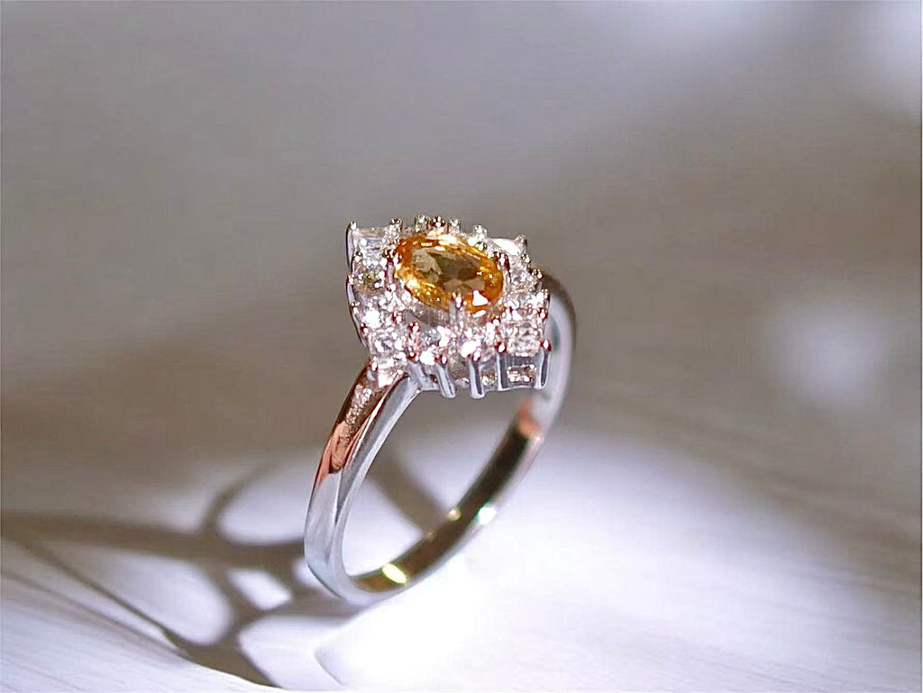The Cube Ring - Genuine Citrine Oval Cut Ring s925 silver | Valentines Gift Ring