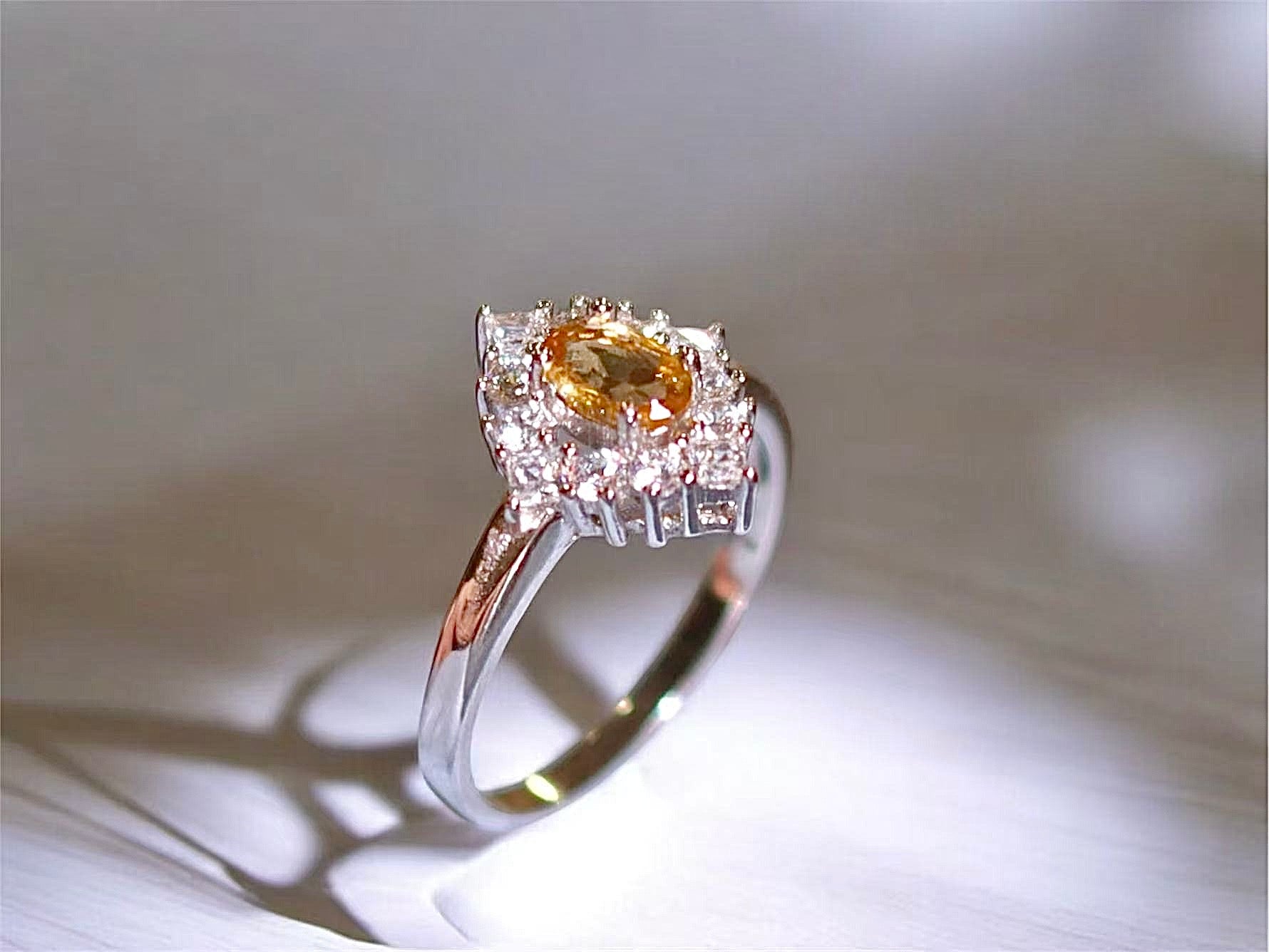 The Cube Ring - Genuine Citrine Oval Cut Ring s925 silver | Valentines Gift Ring