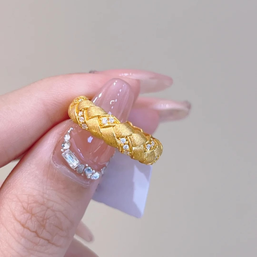 Luna Woven Diamond Ring | 925 Sterling Silver with 18K Gold Plating