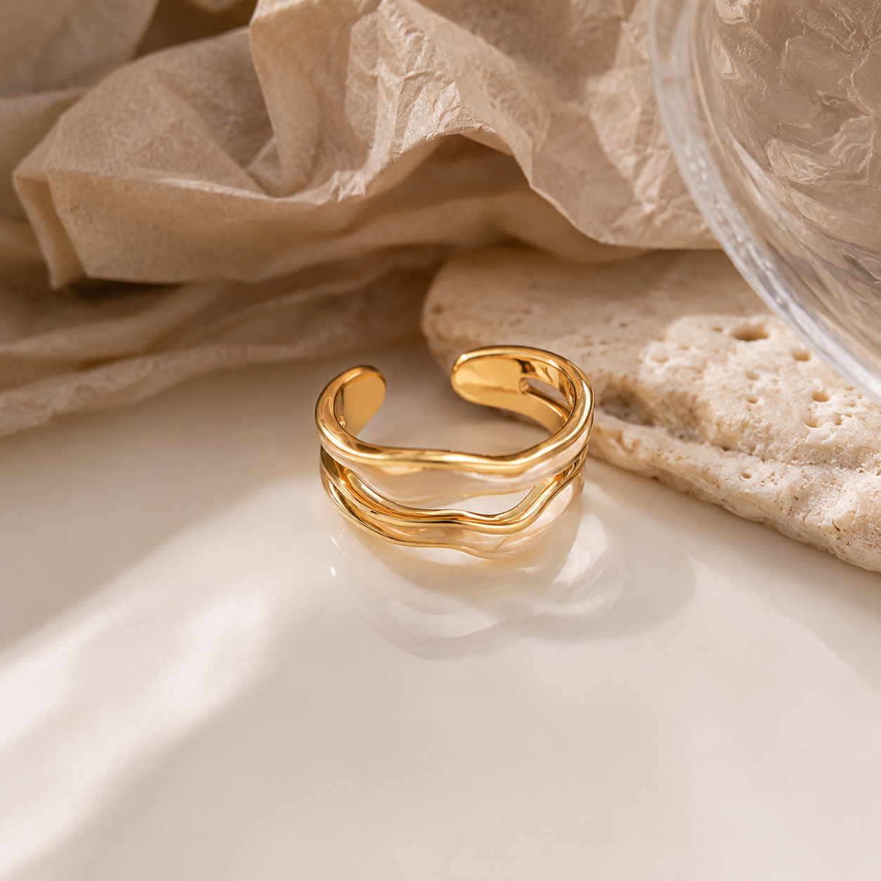Molten Wave Enamel Open Ring | One size adjustable