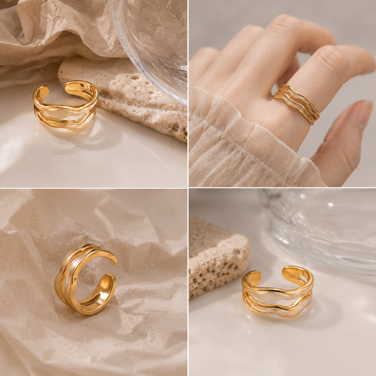 Molten Wave Enamel Open Ring | One size adjustable