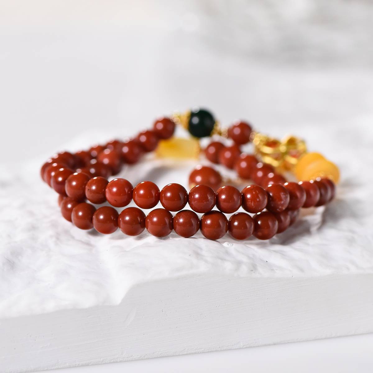 Amber Glow Bracelet with Hetian Jade - Dream And Brush Crystals