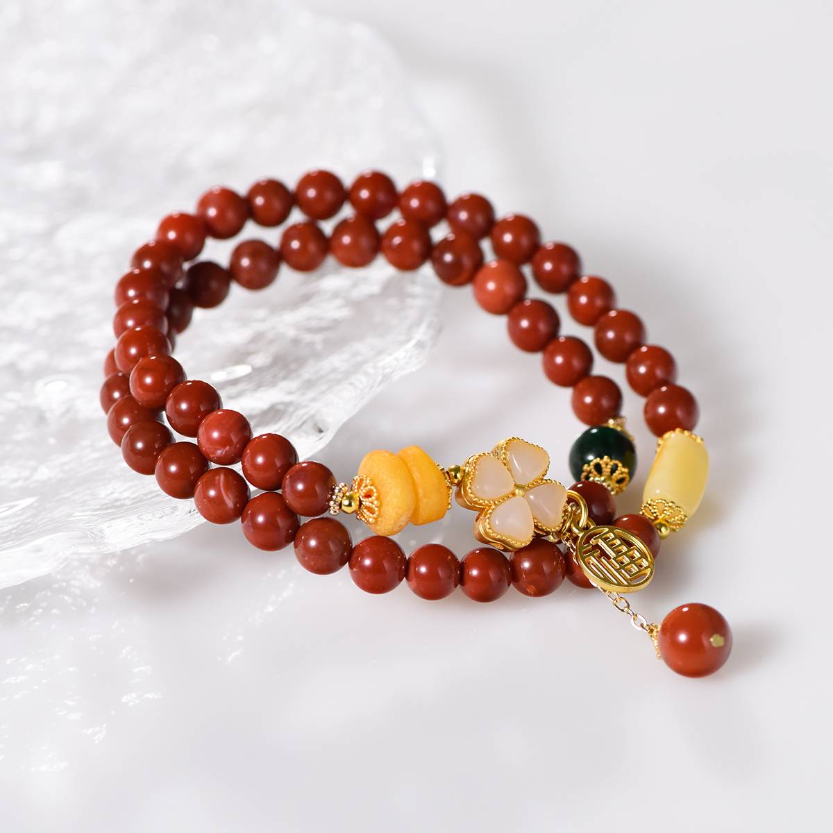 Amber Glow Bracelet with Hetian Jade - Dream And Brush Crystals