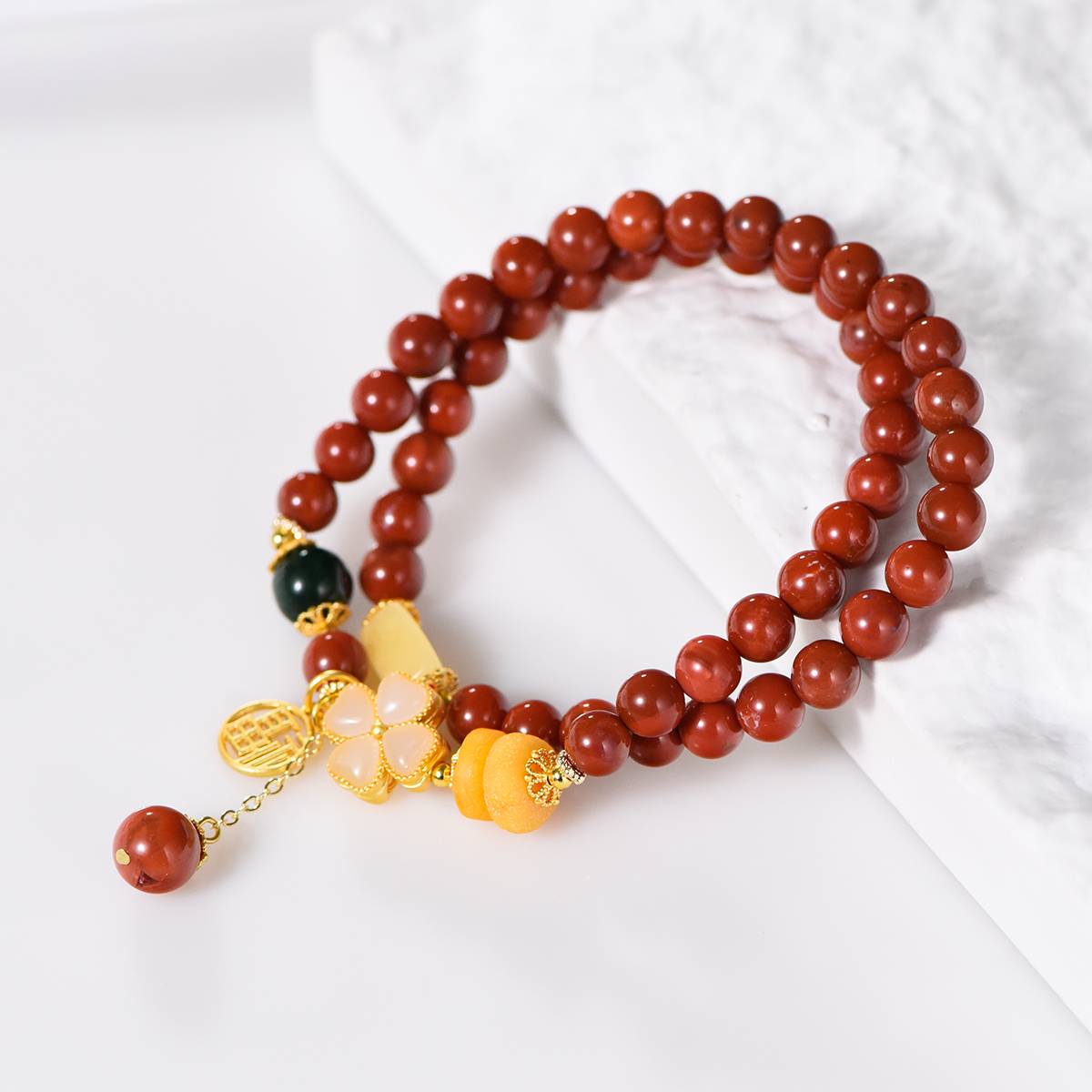Amber Glow Bracelet with Hetian Jade - Dream And Brush Crystals