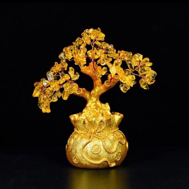 Golden Prosperity tree and Lavender Harmony tree - Dream And Brush Crystals