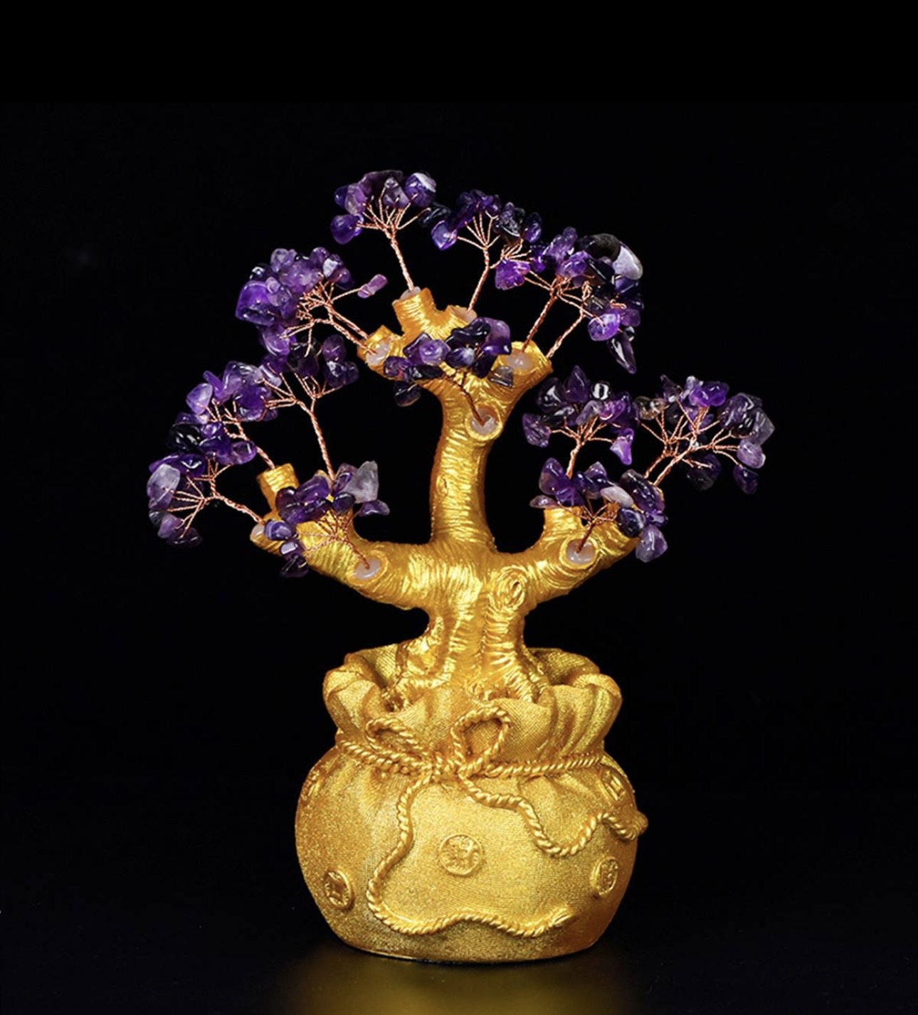 Golden Prosperity tree and Lavender Harmony tree - Dream And Brush Crystals